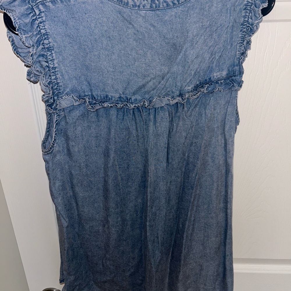 Denim Ruffle Sleeve Top - Picture 2 of 2